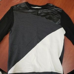 Zara Men's Black/White/Gray Sweater - Medium